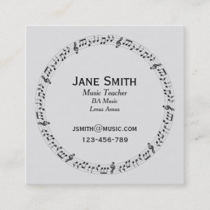 Tarjeta De Visita Cuadrada Notas musicales de profesores de música