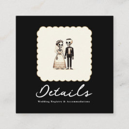 Tarjeta De Visita Cuadrada Novia Esqueleto de Dibujos Animados + Detalles de