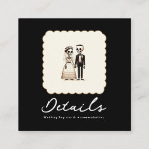 Tarjeta De Visita Cuadrada Novia Esqueleto de Dibujos Animados + Detalles de 