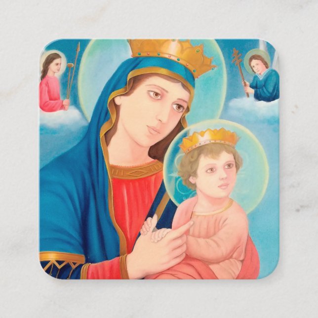 Tarjeta De Visita Cuadrada Nuestra Señora de la Perpetua Ayuda Católica (Anverso)