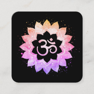 Tarjeta De Visita Cuadrada *~* Nueva edad Lotus Flor Mandala Om Aum Symbol