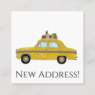 Tarjeta De Visita Cuadrada Nuevo taxi amarillo con regalos de Navidades