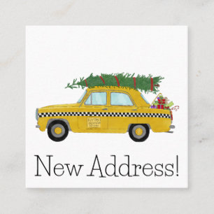 Tarjeta De Visita Cuadrada Nuevo taxi amarillo con regalos de Navidades