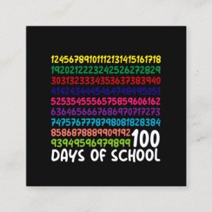 Tarjeta De Visita Cuadrada Números matemáticos 100 días de escolares