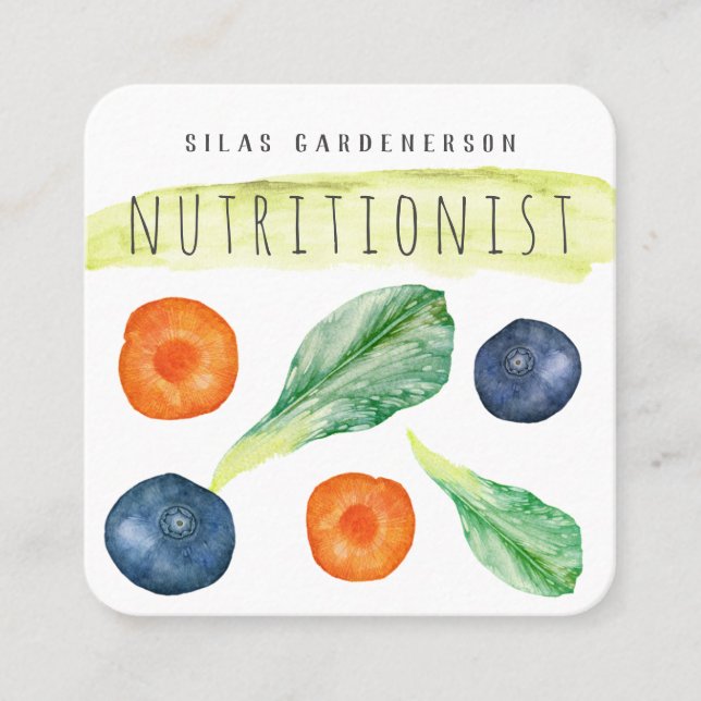 Tarjeta De Visita Cuadrada Nutricionista  (Anverso)
