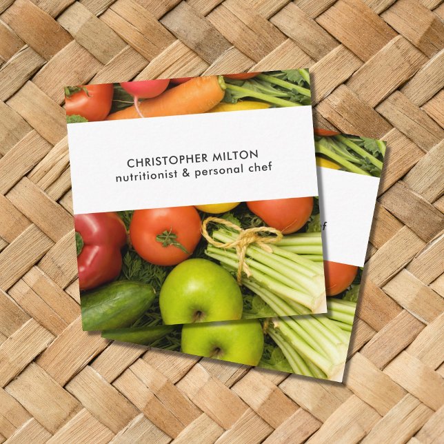 Tarjeta De Visita Cuadrada Nutricionista de Verduras Únicas (Subido por el creador)