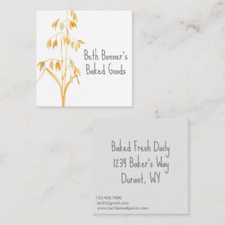 Tarjeta De Visita Cuadrada Oats Grain Plant Baked Goods Bakery