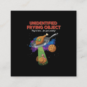 Tarjeta De Visita Cuadrada Objeto Frito No Identificado Alien UFO Pavo Divert