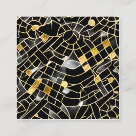 Tarjeta De Visita Cuadrada Obsidiana negra pulida muy renombrada y Garnet G