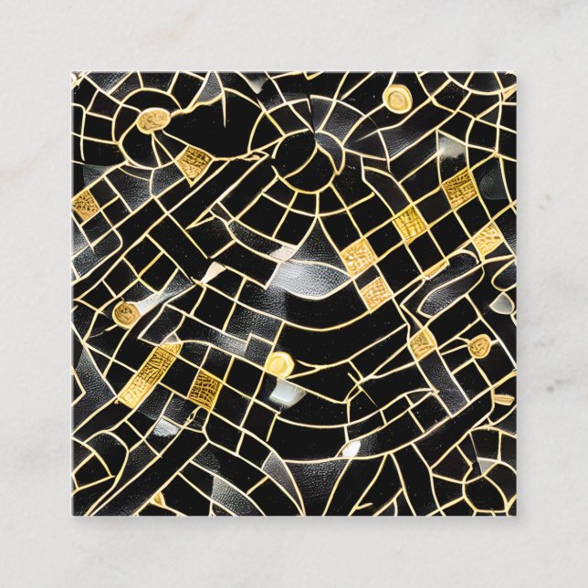 Tarjeta De Visita Cuadrada Obsidiana negra pulida muy renombrada y Garnet G (Anverso)