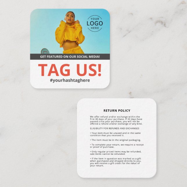 Tarjeta De Visita Cuadrada Obtén información en nuestros medios sociales | Po (Anverso / Reverso)