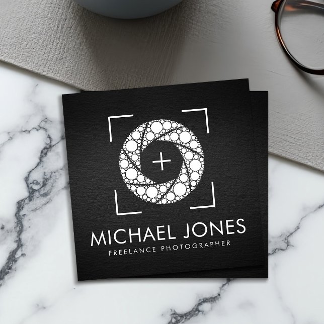 Tarjeta De Visita Cuadrada Obturador de cámara de arte de puntos fotografo Em (Subido por el creador)