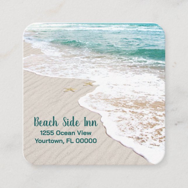 Tarjeta De Visita Cuadrada Ocean Sandy Beach (Anverso)