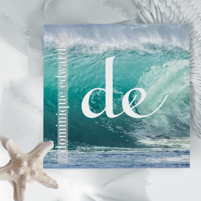 Tarjeta De Visita Cuadrada Ocean Wave Coastal QR Spa (Subido por el creador)