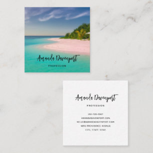 Tarjeta De Visita Cuadrada Océano Aguamarina Playa Tropical Escénica