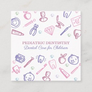 Tarjeta De Visita Cuadrada Odontología Pediátrica Cuidado Dental para Niños