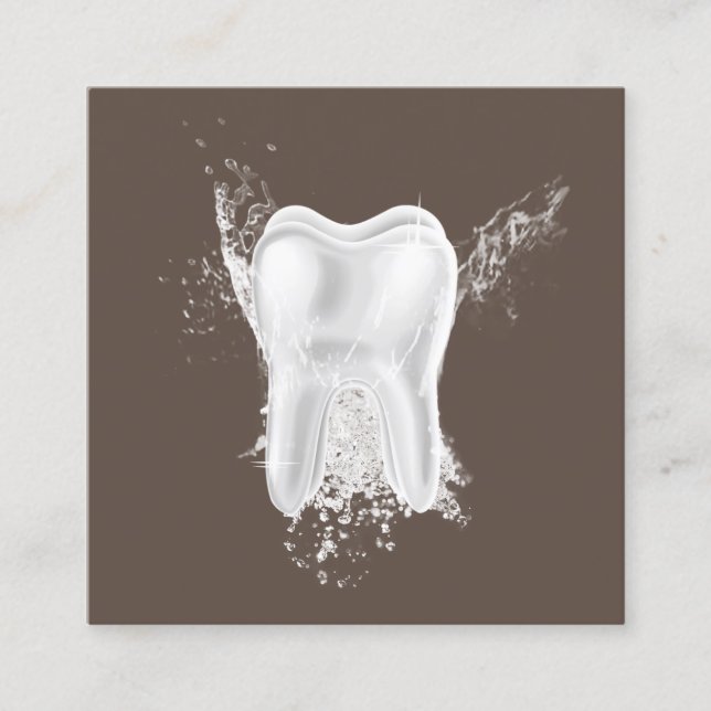 Tarjeta De Visita Cuadrada Oficina de Dentista Marrón Profesional Dental 3D (Anverso)