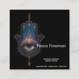 Tarjeta De Visita Cuadrada Ojo de Iluminación   Diseño de Mano Hamsa