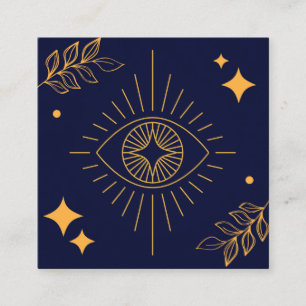 Tarjeta De Visita Cuadrada Ojo tarot golpea a la marina azul y oro