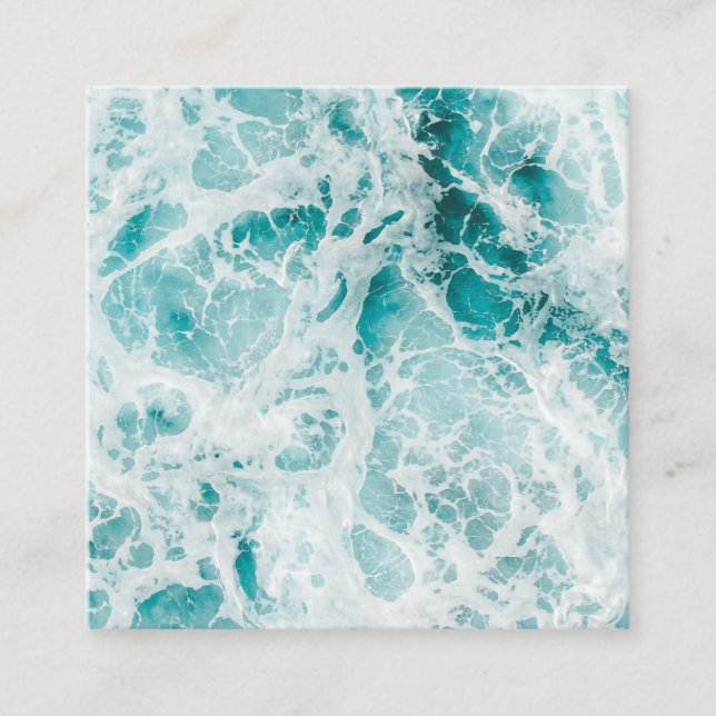 Tarjeta De Visita Cuadrada Olas azules oceánicas (Anverso)