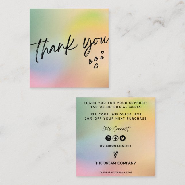 Tarjeta De Visita Cuadrada Olive Pink Heart Trendy Media Insert Business Card (Anverso / Reverso)