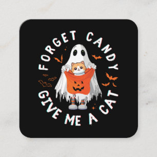 Tarjeta De Visita Cuadrada Olvidar Caramelo Dame Gato Divertido Boo Fantasma 