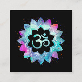 Tarjeta De Visita Cuadrada *~* Om Lotus Flower Mandala Aum Symbol