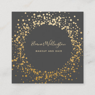 Tarjeta De Visita Cuadrada Ombre gris negro lunares de confeti dorado creativ