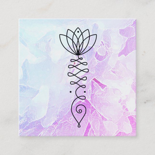 Tarjeta De Visita Cuadrada *~* Ombre Peony Lotus Healer Masaje Reiki Yoga (Anverso)