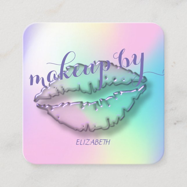 Tarjeta De Visita Cuadrada Ombre profesional moderno, maquillaje,Lip (Anverso)