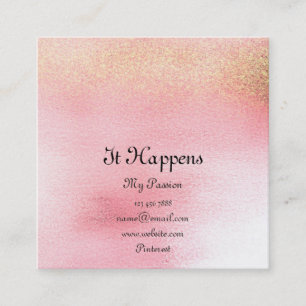 Tarjeta De Visita Cuadrada Ombre Purpurina Lux Rosa Rosa Blanca Rosa Gold Pea
