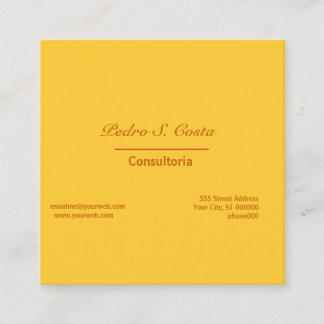 Tarjeta De Visita Cuadrada On A Bold Side. Plain Cautionary  Yellow Vibrant