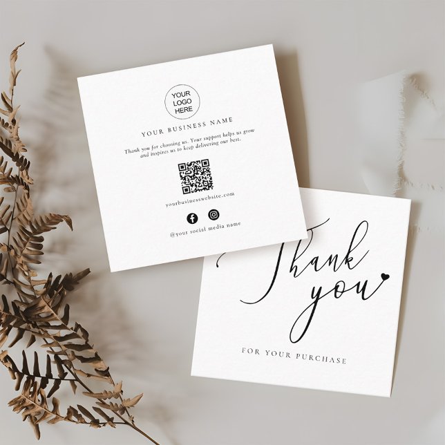 Tarjeta De Visita Cuadrada Online Shop Promotional QR Code Thank You Inserts (Subido por el creador)