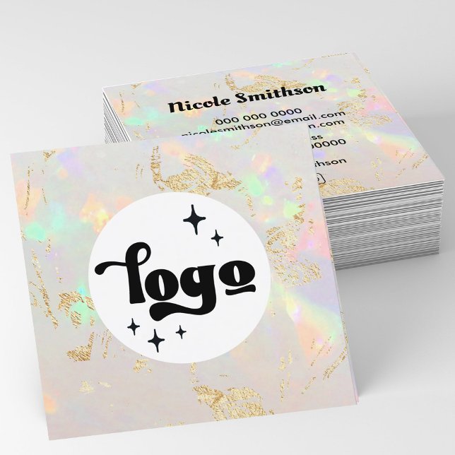 Tarjeta De Visita Cuadrada opal blanca de su logotipo (Subido por el creador)