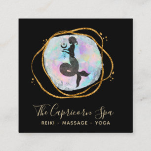 Tarjeta De Visita Cuadrada *~* Opal Watercolor Capricorn Diosa Mermaid Gold