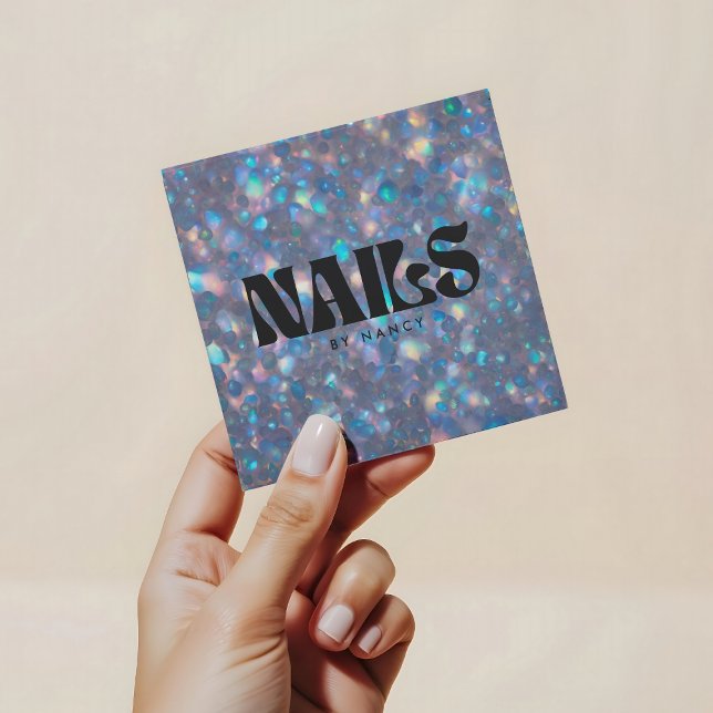 Tarjeta De Visita Cuadrada Óptico Purpurina holográfico de artista de uñas (Subido por el creador)