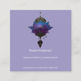 TARJETA DE VISITA CUADRADA ORÁCULO VIOLETA | EMBLEMA MÍSTICO DEL LOTUS