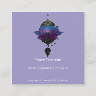 TARJETA DE VISITA CUADRADA ORÁCULO VIOLETA   EMBLEMA MÍSTICO DEL LOTUS