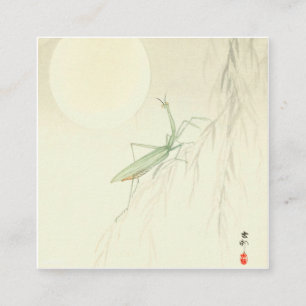 Tarjeta De Visita Cuadrada Orando Mantis Y Luna Llena Por Ohara Koson