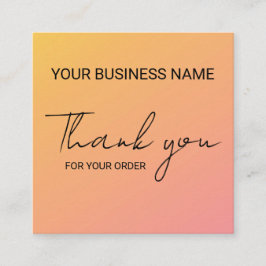 Tarjeta De Visita Cuadrada Orange Pink Thank You 