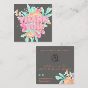 Tarjeta De Visita Cuadrada Orden de escritura retro floral rosa pastel gracia