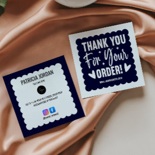Tarjeta De Visita Cuadrada Orden de la ola azul de la marina Gracias Icono so