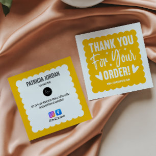 Tarjeta De Visita Cuadrada Orden de onda amarilla Gracias Icono social LOGO