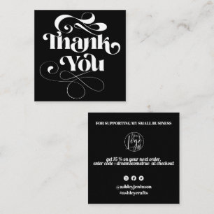 Tarjeta De Visita Cuadrada Orden del guión retro fresco blanco negro