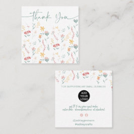 Tarjeta De Visita Cuadrada Orden del patrón floral editable de Boho gracias
