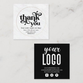 Tarjeta De Visita Cuadrada Orden personalizada de Marble Gold Gracias