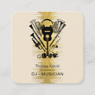 Tarjeta De Visita Cuadrada Organizador de Eventos de Instrumentos Musicales D