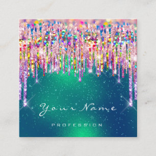 Tarjeta De Visita Cuadrada Organizador de eventos de maquillaje Holograma ver