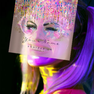 Tarjeta De Visita Cuadrada Organizador de eventos de maquillaje Holograph Uni