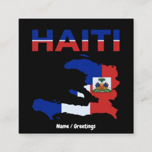 Tarjeta De Visita Cuadrada Orgullo haitiano Diseño de mapa de bandera de Hait